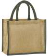 W473 Westford Mill Natural Starched Jute Midi Tote Bag Natural / Olive Green colour image